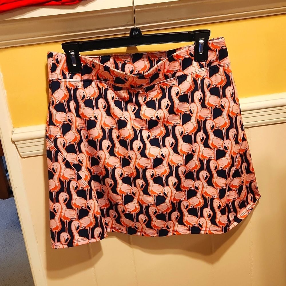 Crown & Ivy Sport Athletic Tennis Skort w/ Flamingos Size M